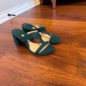 H&M Dark Green Block Heel Sandals